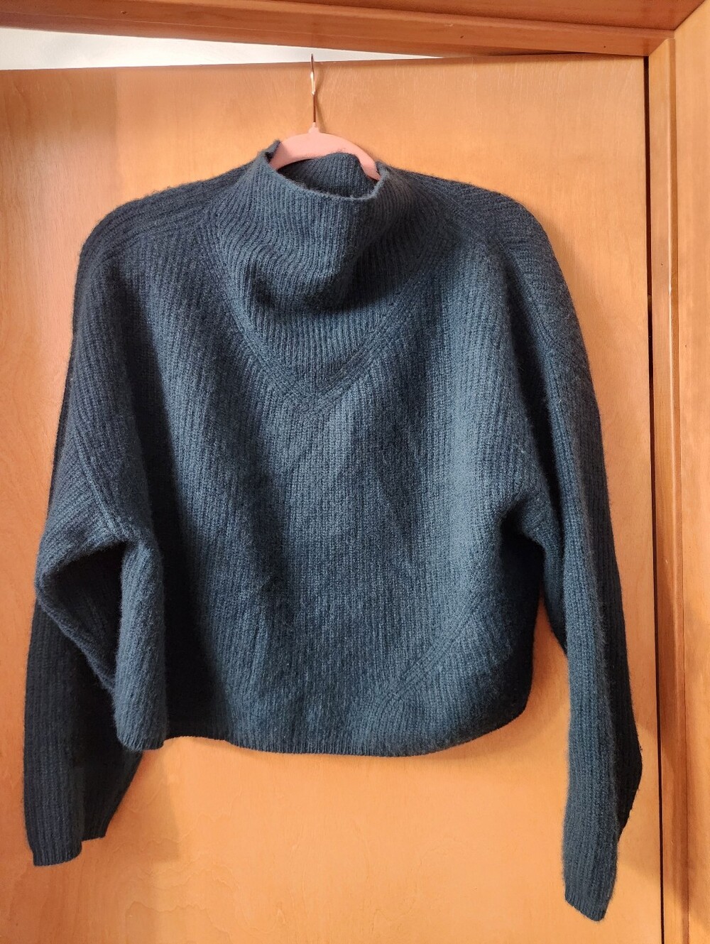 Anthropologie Cashmere Women's Cozy Mock Neck Sweater in Dark Teal Size Small